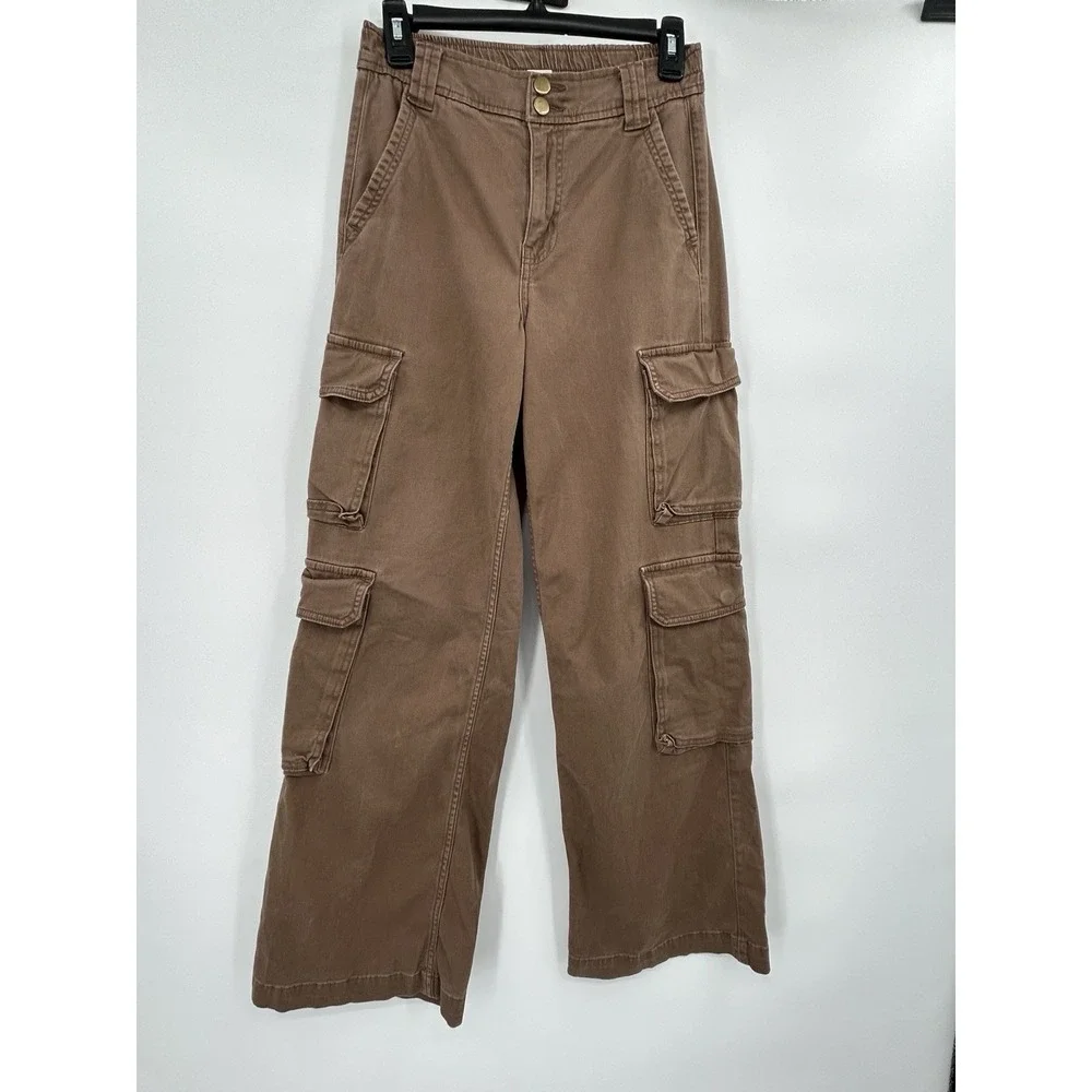 Arizona Jean Co Womens Y2K Wide Leg Cargo Pants Sz 1 Utility Multi Pocket Grunge